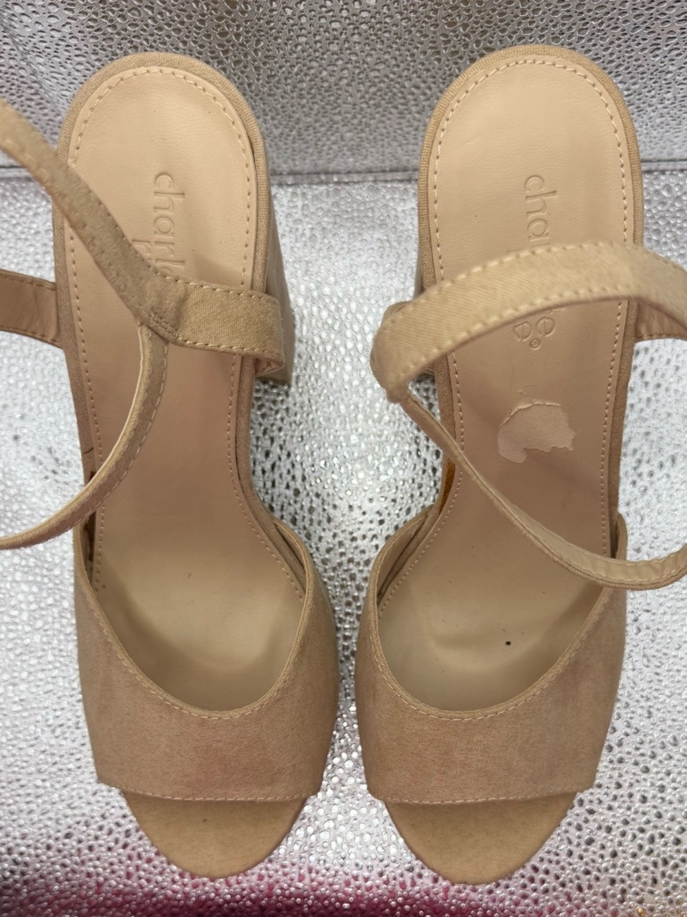 Charlotte Russe Nude Platform Heels Size 9 Block Heel Ankle Strap Sandals - Picture 3 of 4